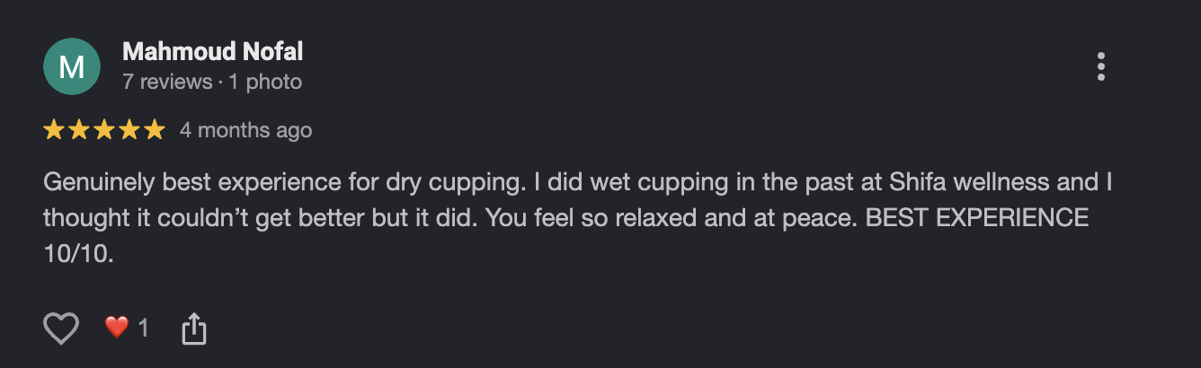 Mahmoud Nofal Google Review — Shifa Wellness